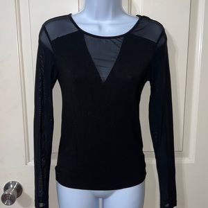 Black Long Sleeve Sheer Sleeves & vneck